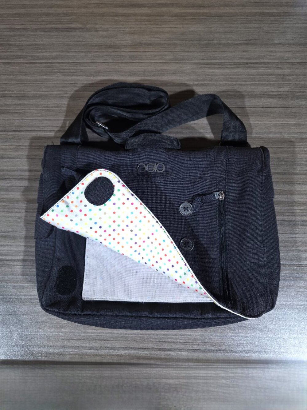 OGIO Midtown Women's Messenger Laptop Bag Black Polka Dot 15"